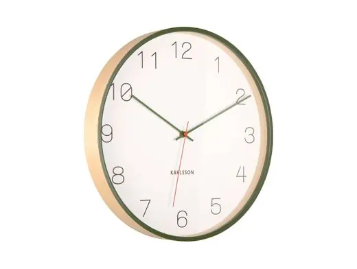 Actieprijs Karlsson Wandklok Joy - Hout - Donker Groene Accenten - Ø40cm