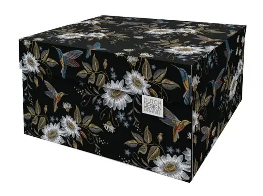 Dutch Design Brand Opbergbak Storage Box - Van Karton - Hummingbirds In The Night - 38,9x31,3x20,6cm Beperkt Aanbod
