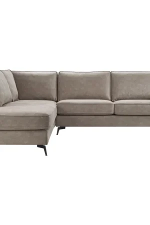 Hoekbank links Totham taupe microleder basic comfort Actieprijs