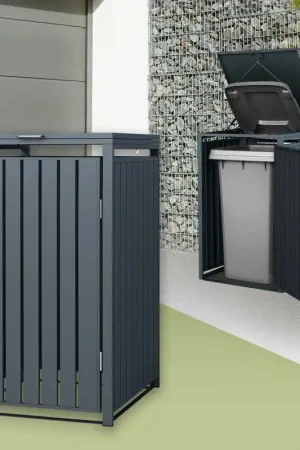 1 afvalbak tot 240L 68x80x116,3 cm gemaakt van staal in antraciet ML design Nieuwe Collectie