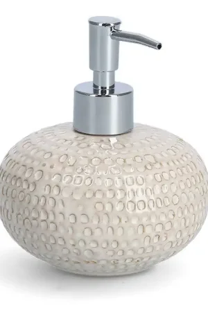 Authentiek Zeller Zeeppompje - keramiek - beige - 13 cm - zeepdispenser - Zeeppompjes