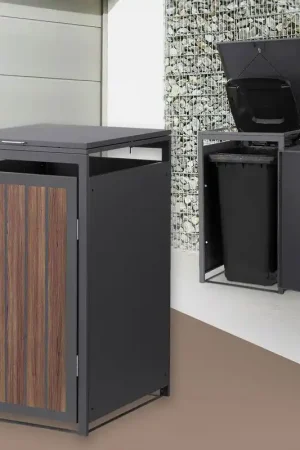 1 afvalbak tot 240 liter 68x80x120 cm gemaakt van staal in donker eiken ML design Exclusieve Aanbieding