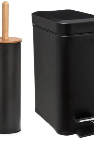 Alleen Vandaag Zeller Badkamer/toilet accessoires - WC-borstel/pedaalemmer 5L- zwart - Badkameraccessoireset