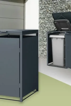 1 afvalbak tot 240 liter 68x80x116,3 cm gemaakt van staal in antraciet ML design Groothandel