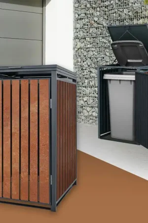 1 afvalbak tot 240L 68x80x116,3 cm gemaakt van staal in roest-look ML-design Gratis Verzending
