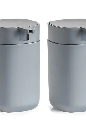 Zeller Zeeppompje/dispenser - 2x - kunststof - grijs - 12 cm - Zeeppompjes Betrouwbaar