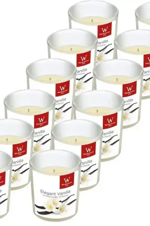 Laatste Kans Trend Candles Geurkaars - 12x - in glas - Vanille aroma - 8 uren - geurkaarsen