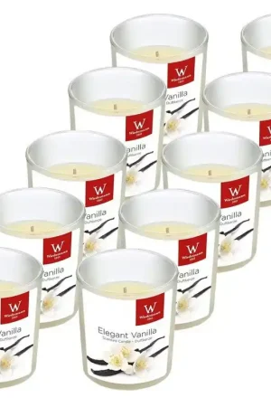 Trend Candles Geurkaars - 10x - in glas - Vanille aroma - 8 uren - geurkaarsen Laatste Kans