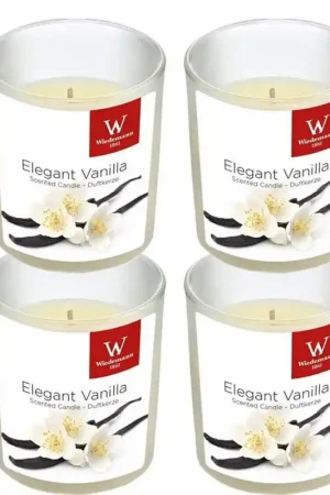 Professioneel Trend Candles Geurkaars - 4x - in glas - Vanille aroma - 8 uren - geurkaarsen