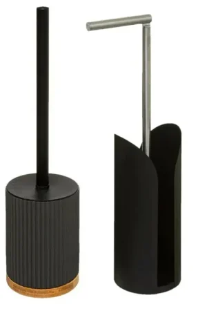5Five - WC-borstel - Toiletborstel - met toiletrolhouder set - zwart - Badkameraccessoireset Laatste Kans