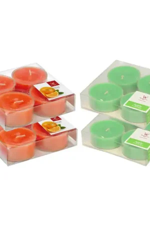 Nieuwe Collectie 16x Maxi geurtheelichtjes sinaasappel en appel 8 branduren - geurkaarsen