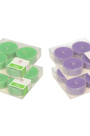 16x Maxi geurtheelichtjes lavendel en appel 8 branduren - geurkaarsen Goedkoop