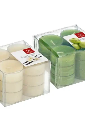 Pakket Geurkaarsen theelichtjes 24 stuks - appel/vanille - 4 branduren - geurkaarsen Actieprijs