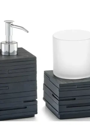 Badkamer setje zeeppompje met beker van luxe polystone - Zeeppompjes Topkwaliteit