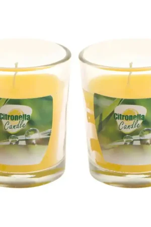 Authentiek Citronella kaars - 4x - in transparant glas - 5 x 6 cm - citrusgeur - geurkaarsen