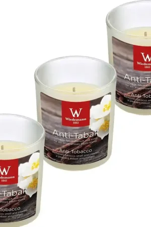Favoriet Trend Candles Geurkaars - 3x - in glas - Anti tabac aroma - 8 uren - geurkaarsen