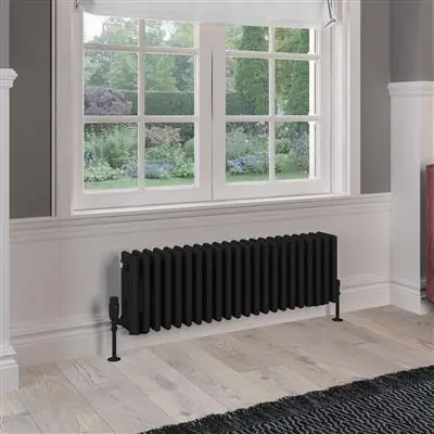 Aanbieding Eastbrook Rivassa 4 koloms radiator 100x30cm staal 1197W zwart mat