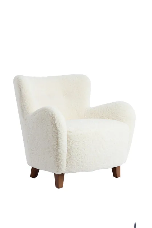 Betaalbaar Light&living Stoel 83x82x81 cm VREYA furry crème+hout donker bruin