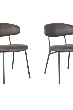 Alleen Vandaag LABEL51 Eetkamerstoel Zack - Antraciet - Micro Suede - set van 2