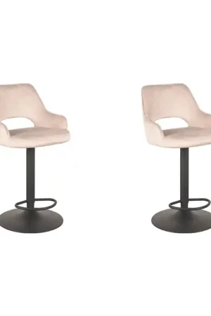 Voordeelprijs LABEL51 Barkruk Fer - Naturel - Velours - 47 x 45cm - set van 2