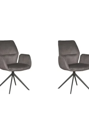 Superprijs LABEL51 Eetkamerstoel Mellow - Antraciet - Cosmo - 63 x 58cm - set van 2