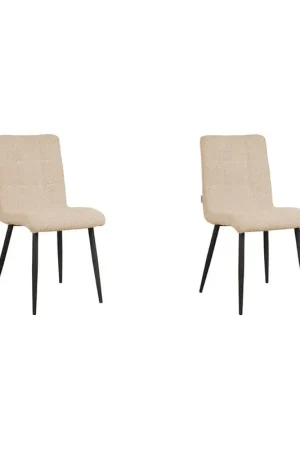 Authentiek LABEL51 Eetkamerstoel Sam 57x45x86 cm - Zand - Stof - set van 2