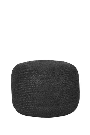 Beperkt Aanbod LABEL51 Poef Jute - Zwart - Jute - 50 cm