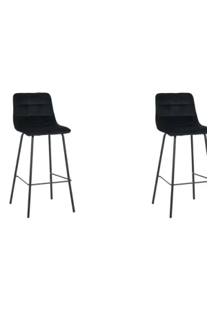 Alleen Vandaag LABEL51 Barkruk Bistro - Zwart - Fluweel - set van 2