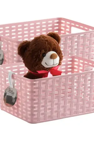 Plasticforte Opbergmand - 4x - Kastmand - rotan kunststof - roze - 10 Liter - 22 x 33 x 16 cm - Opbergmanden Gratis Retour