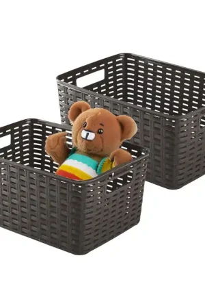 Plasticforte Opbergmand - 4x - Kastmand - rotan kunststof - choco bruin - 10 Liter - 22 x 33 x 16 cm - Opbergmanden Modern