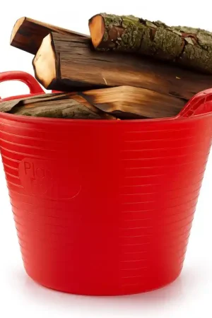 Haardblokken/houtblokken flexibele emmer/kuip - rood - 42 liter -38 x 45 cm - eco kunststof - Opbergmanden Direct Verzonden