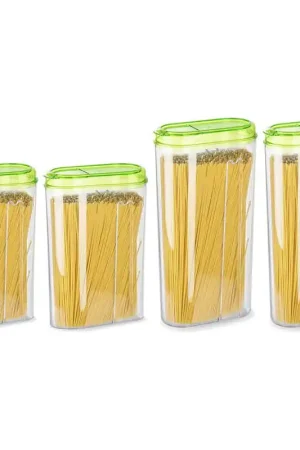 Actieprijs Plasticforte Voedselcontainers set - 4 stuks - groen - 2350ml en 1500ml - kunststof - voorraadpot - Voorraadpot
