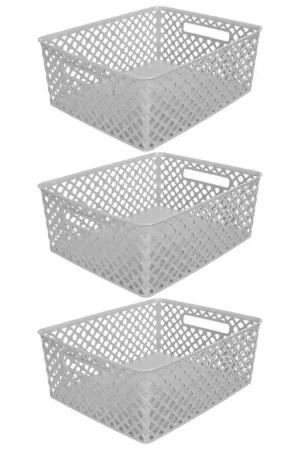 Nieuw Model 5Five Opbergmand/box van kunststof - 3x - grijs - 29 x 35 x 13 cm - 11 liter - Opbergmanden