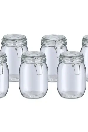 Zeller Weckpot/inmaakpot Alfie - 6x - 1L - glas - beugelsluiting - D11 x H17 cm - Weckpotten Snelle Levering