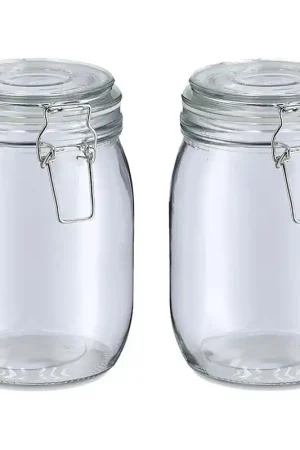 Zeller Weckpot/inmaakpot Alfie - 2x - 1L - glas - beugelsluiting - D11 x H17 cm - Weckpotten Lage Prijs