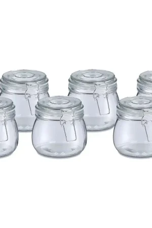 Direct Verzonden Zeller Voorraadpot/bewaarpot Alfie - 6x - 500 ml - glas - beugelsluiting - D11 x H11 cm - Voorraadpot
