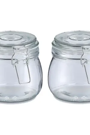 Professioneel Zeller Voorraadpot/bewaarpot Alfie - 2x - 500 ml - glas - beugelsluiting - D11 x H11 cm - Voorraadpot