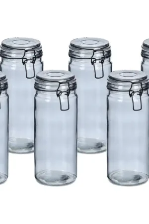 Zeller Weckpotten/inmaakpotten - 6x - 1L - glas - met beugelsluiting - D10 x H20 cm - Weckpotten Gratis Retour