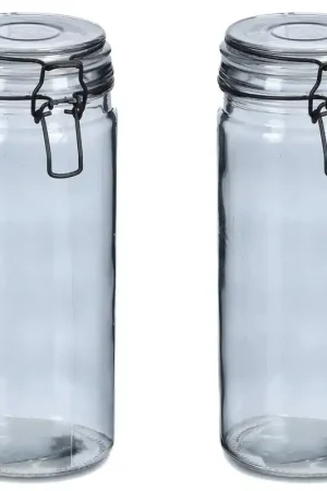 Zeller Weckpotten/inmaakpotten - 2x - 1L - glas - met beugelsluiting - D10 x H20 cm - Weckpotten Favoriet