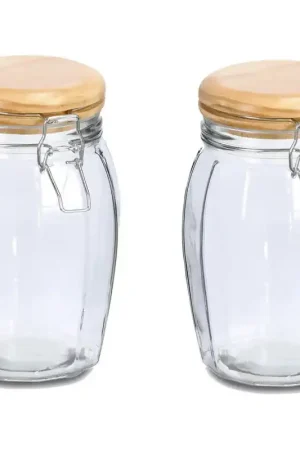 Zeller Voorraadpotten/bewaarpotten - 2x - 1.2L - glas - met beugelsluiting - D12 x H19 cm - Voorraadpot Beperkt Aanbod