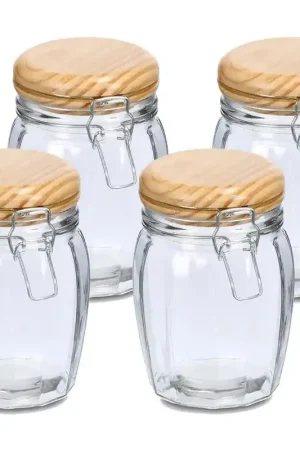 Zeller Weckpotten/inmaakpotten - 4x - 820 ml - glas - met beugelsluiting - D11 x H16 cm - Weckpotten Tijdelijk Beschikbaar
