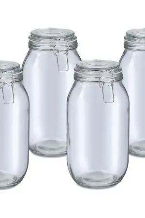 Alleen Vandaag Zeller Voorraadpot/bewaarpot Alfie - 4x - 2L - glas - beugelsluiting - D13 x H26 cm - Voorraadpot