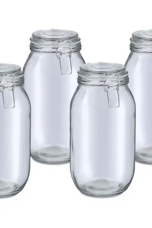 Zeller Weckpot/inmaakpot Alfie - 4x - 2L - glas - beugelsluiting - D13 x H26 cm - Weckpotten Luxe