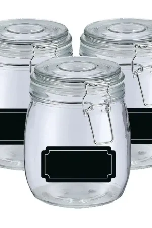 Actieprijs Weckpotten/inmaakpotten - 6x - 750 ml - glas - met beugelsluiting - incl. etiketten - Weckpotten