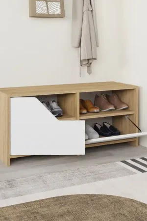 Schoenenkast Nexus Eik Wit Melamine 105x47x37 cm Flitsaanbieding