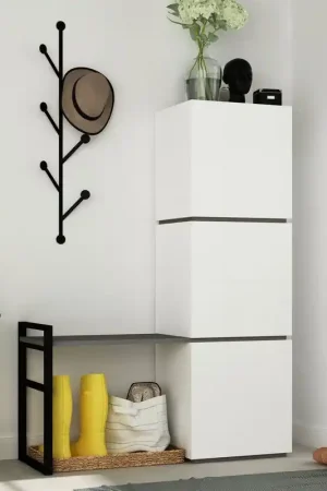 Korting Schoenenkast Mello Wit Antraciet Melamine 109x149x39 cm