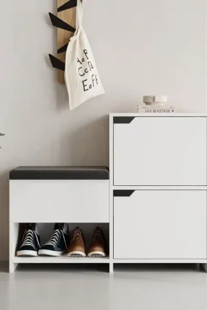 Schoenenkast Haven Wit Melamine 101,5x80,5x35,5 cm Ambachtelijk