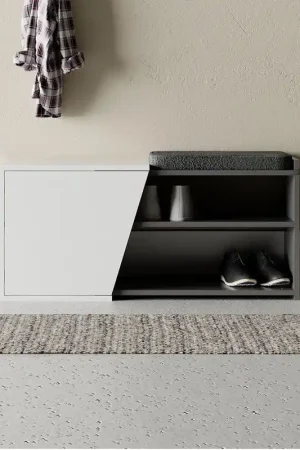Schoenenkast Fiona Bench Antraciet Wit Melamine 104,6x47,2x37,5 cm Hete Deal