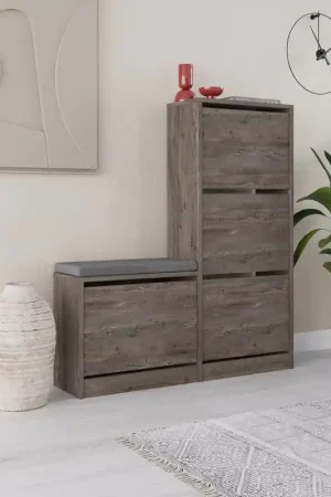 Exclusief Schoenenkast Dude Donkerbruin Melamine 105x118,5x26 cm
