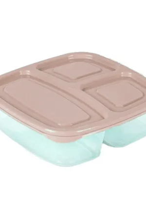Wereldwijde Verzending Plasticforte Vershoudbakje - 1 ST - 3-vaks - 1,2L - meal prep bakje - Vershoudbakjes